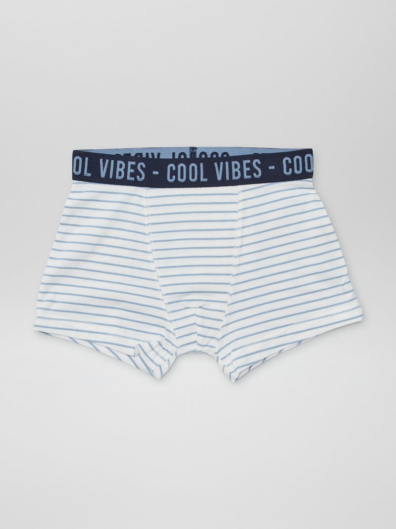 Lot de 3 boxers stretch Blanc/Marine - Kiabi