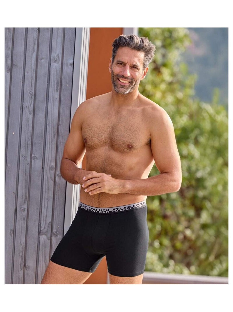 Lot de 3 Boxers Stretch Confort   - ATLAS FOR MEN Noir - Kiabi