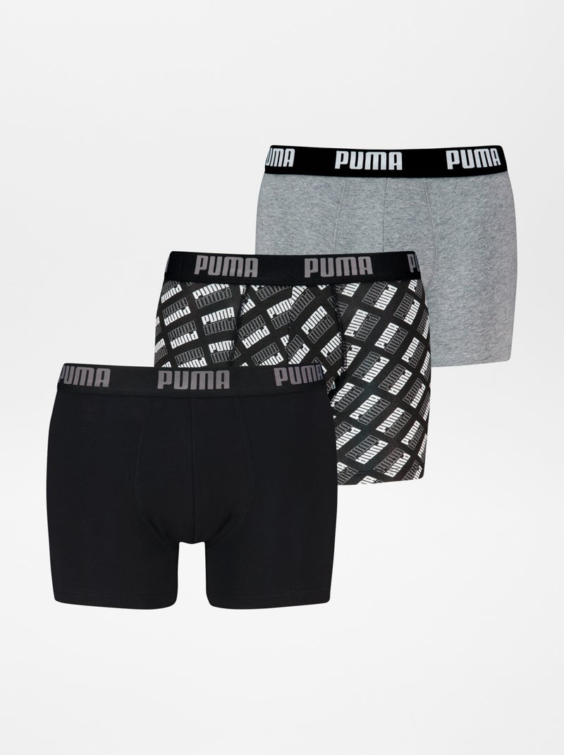 Lot de 3 boxers unis et imprimés 'Puma' Noir - Kiabi