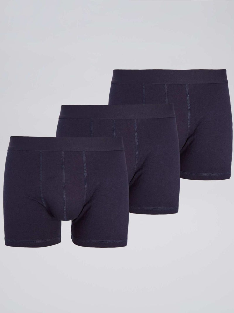 Lot de 3 boxers unis marine - Kiabi