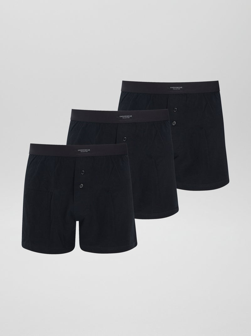 Lot de 3 boxers unis Noir - Kiabi