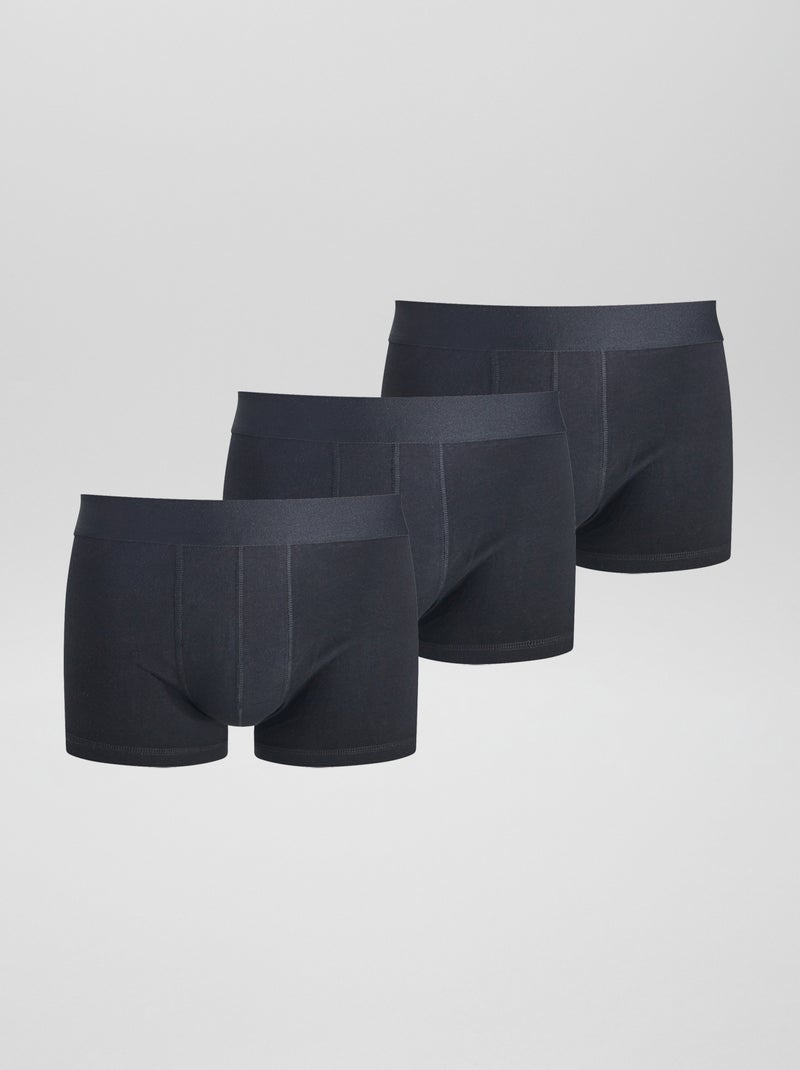 Lot de 3 boxers unis noir - Kiabi