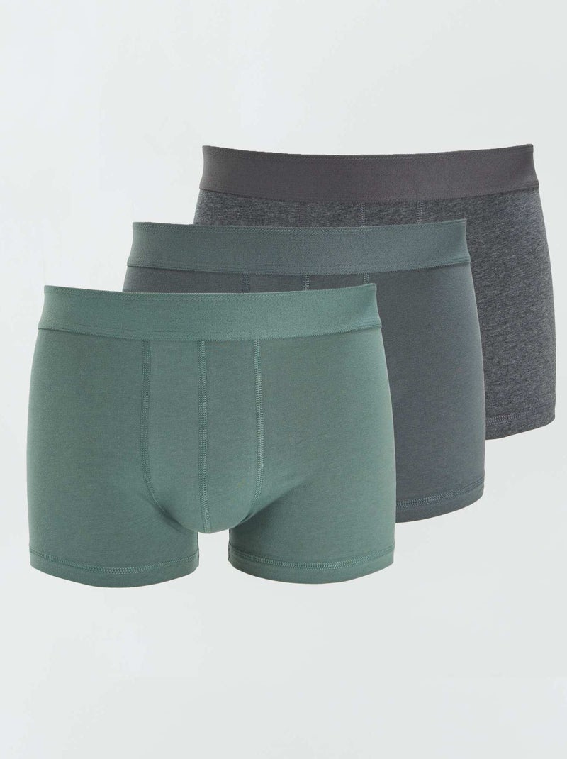 Lot de 3 boxers unis Vert/gris - Kiabi