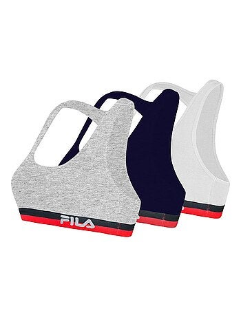 Lot de 3 brassières coton fila gris, navy et blanc fila