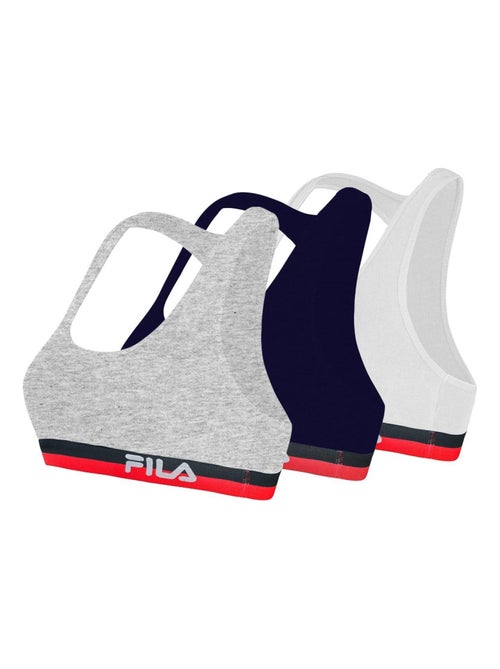 Lot de 3 brassières coton fila gris, navy et blanc fila - Kiabi Lot de 3 brassières coton fila gris, navy et blanc fila - Kiabi