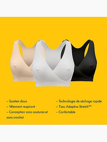 Lot de 3 brassières grossesse et allaitement medela keep cool - brassière de nuit, respirante et