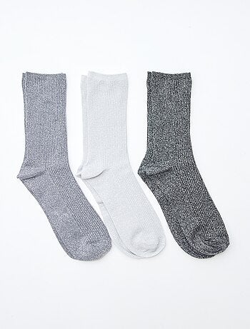 Lot de 3 chaussettes à pailettes en coton