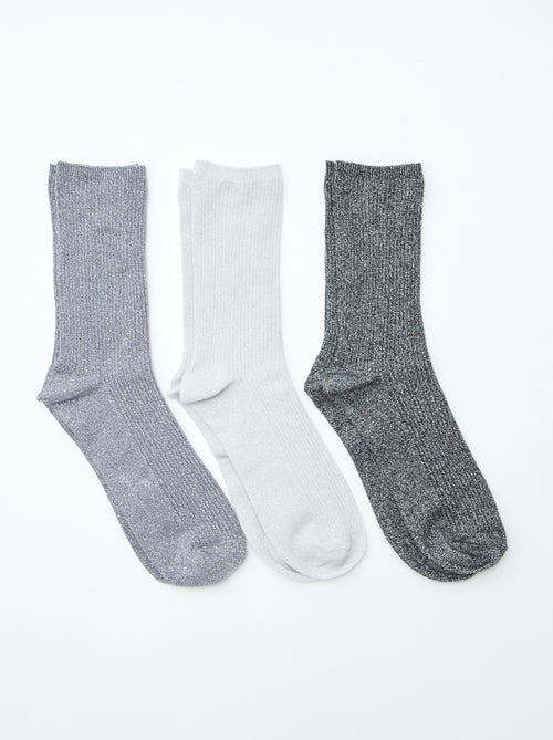 Lot de 3 chaussettes à pailettes en coton - Kiabi