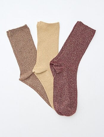 Lot de 3 chaussettes à pailettes en coton