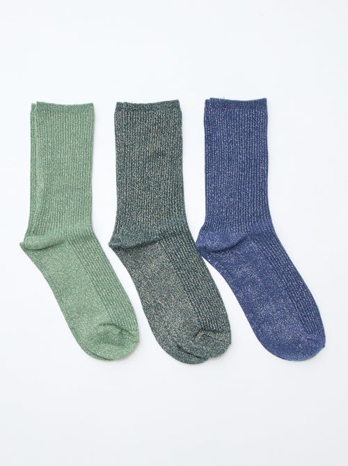 Lot de 3 chaussettes à pailettes en coton - Kiabi