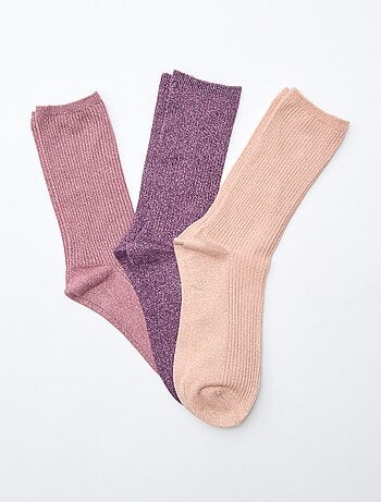 Lot de 3 chaussettes à pailettes en coton