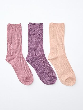 Lot de 3 chaussettes à pailettes en coton
