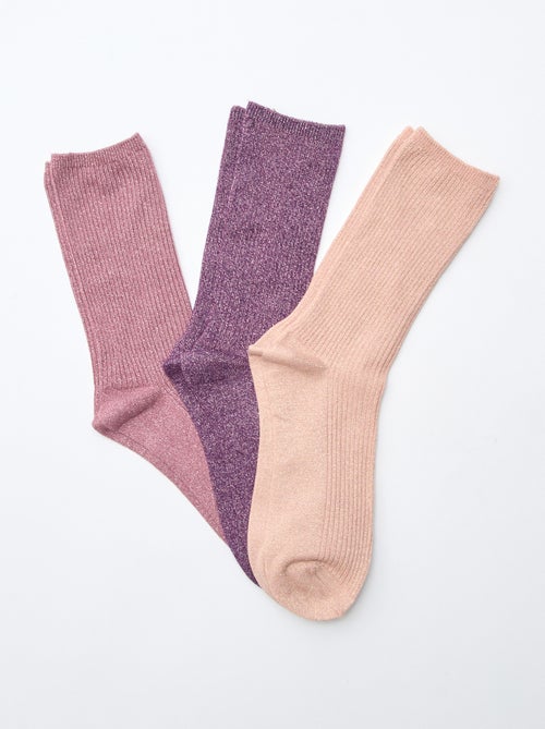 Lot de 3 chaussettes à pailettes en coton - Kiabi