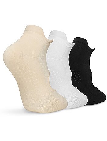 Lot de 3 chaussettes basses yoga antidérapantes fitness homme et femme scale