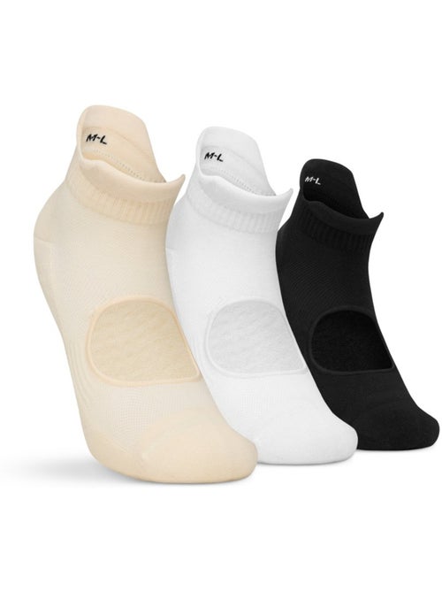 Lot de 3 chaussettes basses yoga antidérapantes fitness homme et femme scale - Kiabi