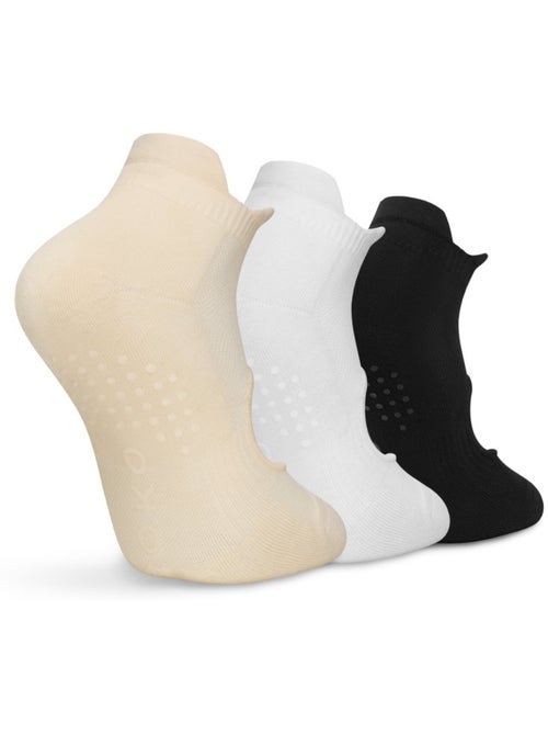 Lot de 3 chaussettes basses yoga antidérapantes fitness homme et femme scale - Kiabi