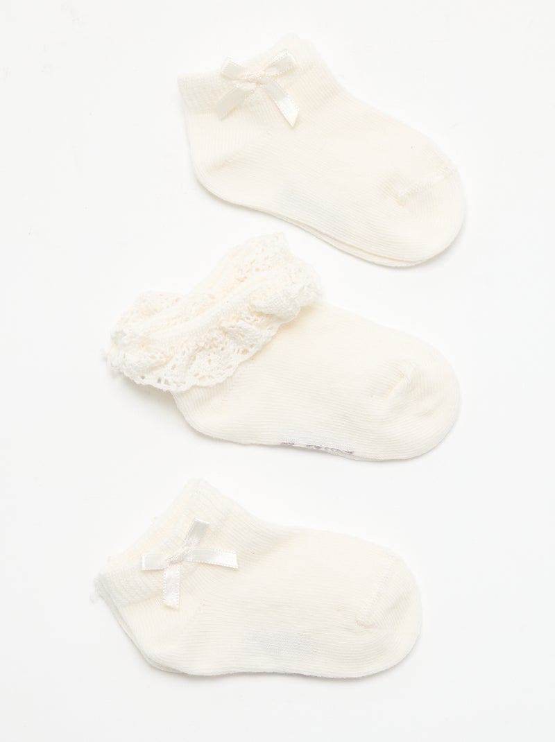 Lot de 3 chaussettes de cérémonie Blanc - Kiabi