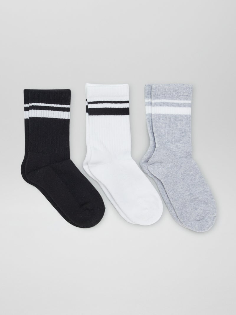 Lot de 3 chaussettes de sport Gris/blanc/noir - Kiabi