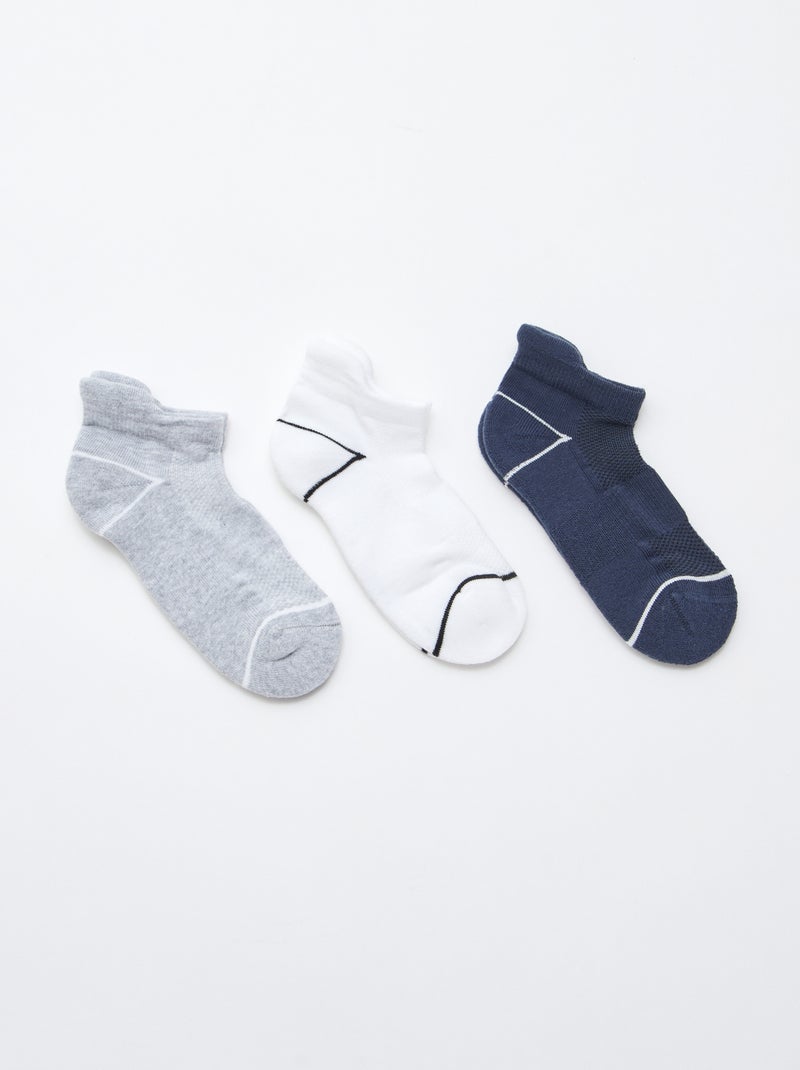 Lot de 3 chaussettes de sport invisibles Bleu - Kiabi
