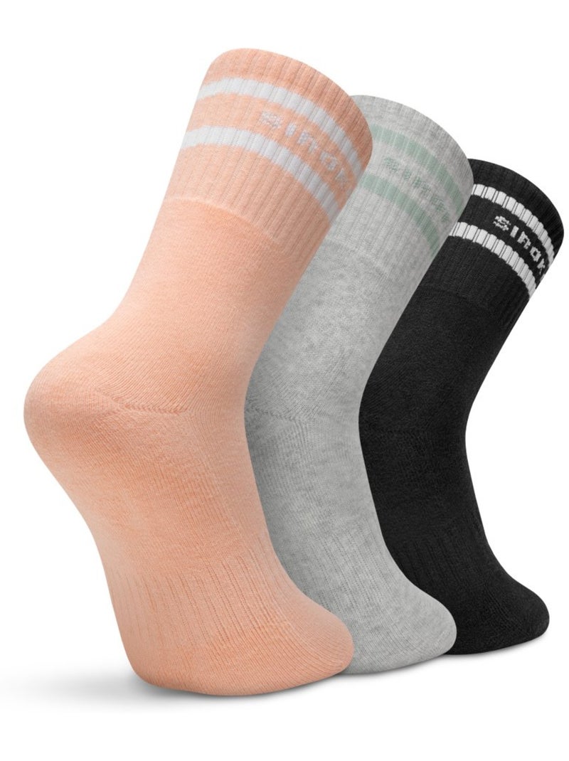 Lot de 3 chaussettes de sport mi-mollet fitness homme et femme sidekick Rose - Kiabi