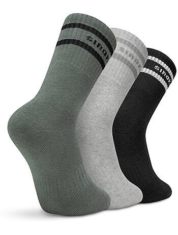 Lot de 3 chaussettes de sport mi-mollet fitness homme et femme sidekick slate