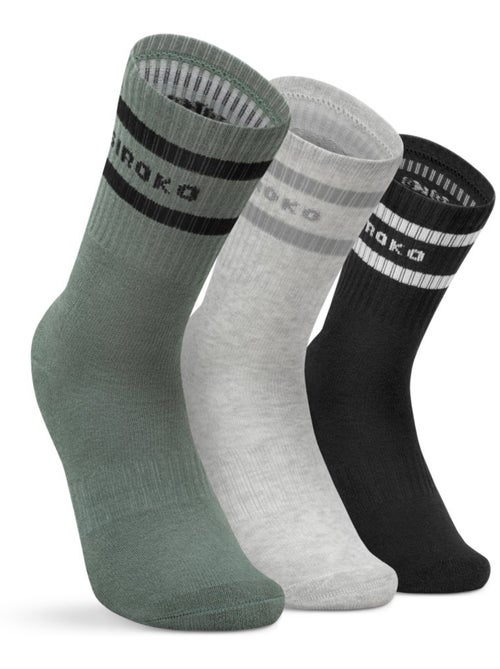 Lot de 3 chaussettes de sport mi-mollet fitness homme et femme sidekick slate - Kiabi