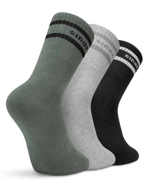 Lot de 3 chaussettes de sport mi-mollet fitness homme et femme sidekick slate - Kiabi