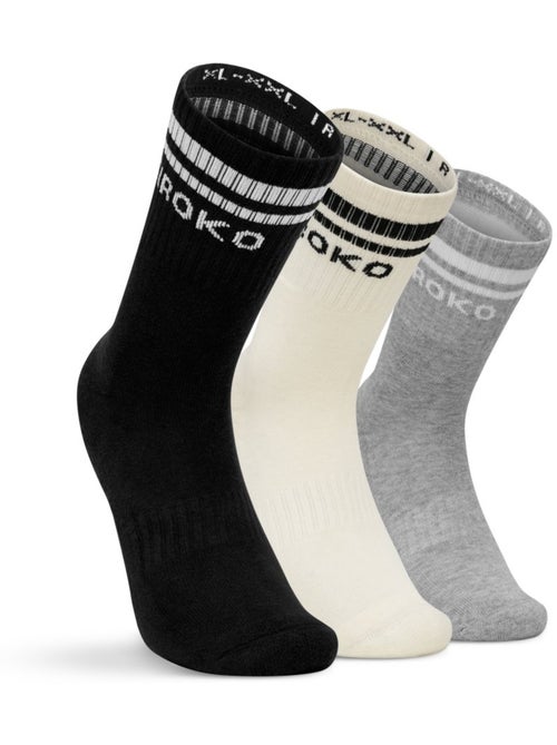 Lot de 3 chaussettes de sport mi-mollet fitness homme et femme tribe - Kiabi