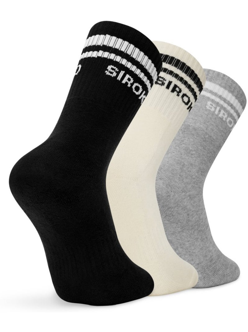 Lot de 3 chaussettes de sport mi-mollet fitness homme et femme tribe Noir - Kiabi
