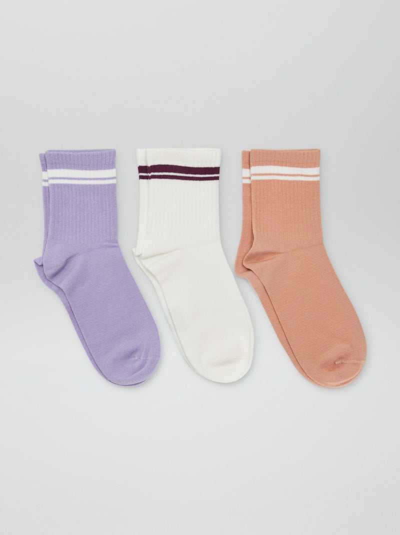 Lot de 3 chaussettes fantaisies de type sport Orange - Kiabi