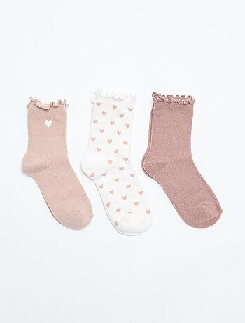 Lot de 3 chaussettes fantaisies imprimé coeur