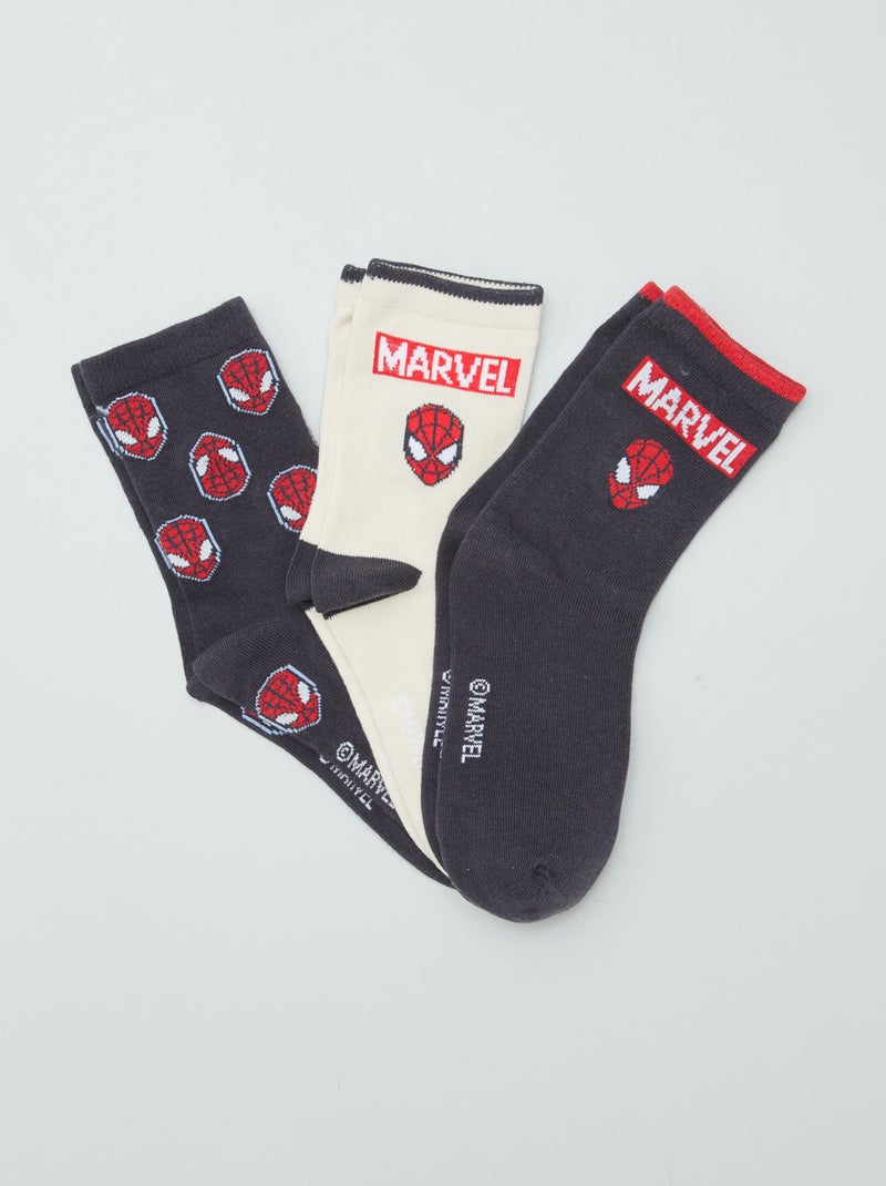 Lot de 3 chaussettes mi-hautes 'Spider-man' Gris - Kiabi