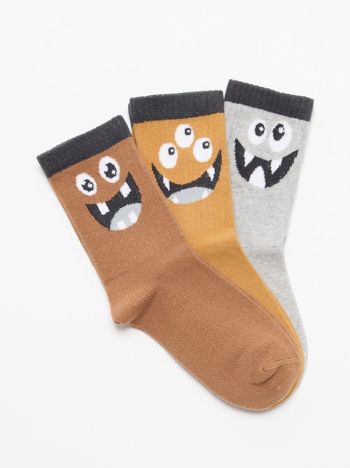 Lot de 3 chaussettes montantes 'monstre' - Kiabi