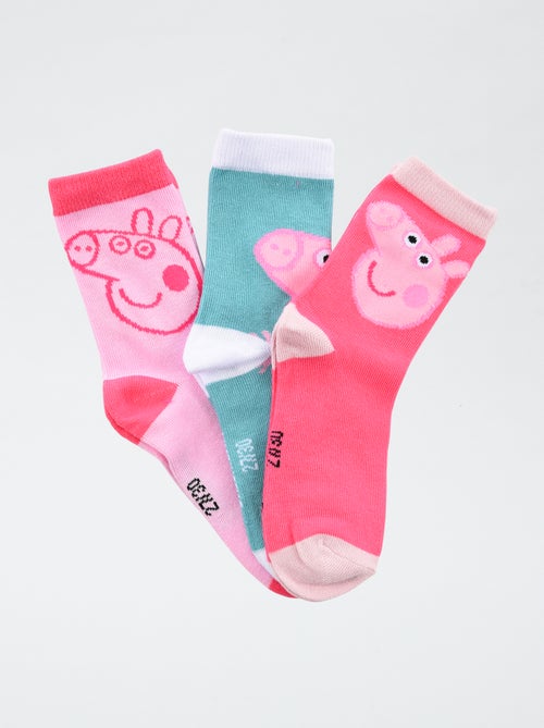 Lot de 3 chaussettes 'Peppa pig' en coton - Kiabi