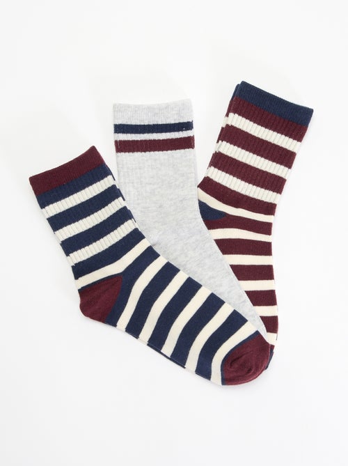 Lot de 3 chaussettes rayées - Kiabi