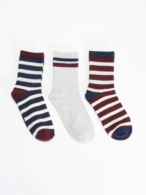 Lot de 3 chaussettes rayées - Kiabi