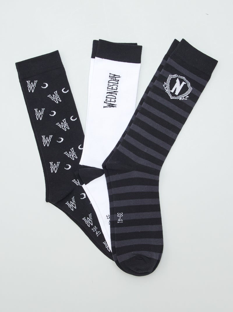 Lot de 3 chaussettes 'Wednesday' Noir/gris - Kiabi