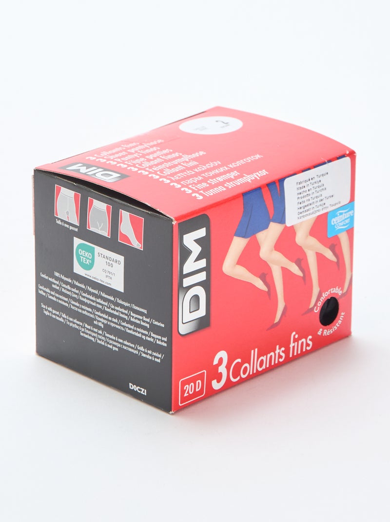 Lot de 3 collants fins 'DIM' 20D Noir - Kiabi