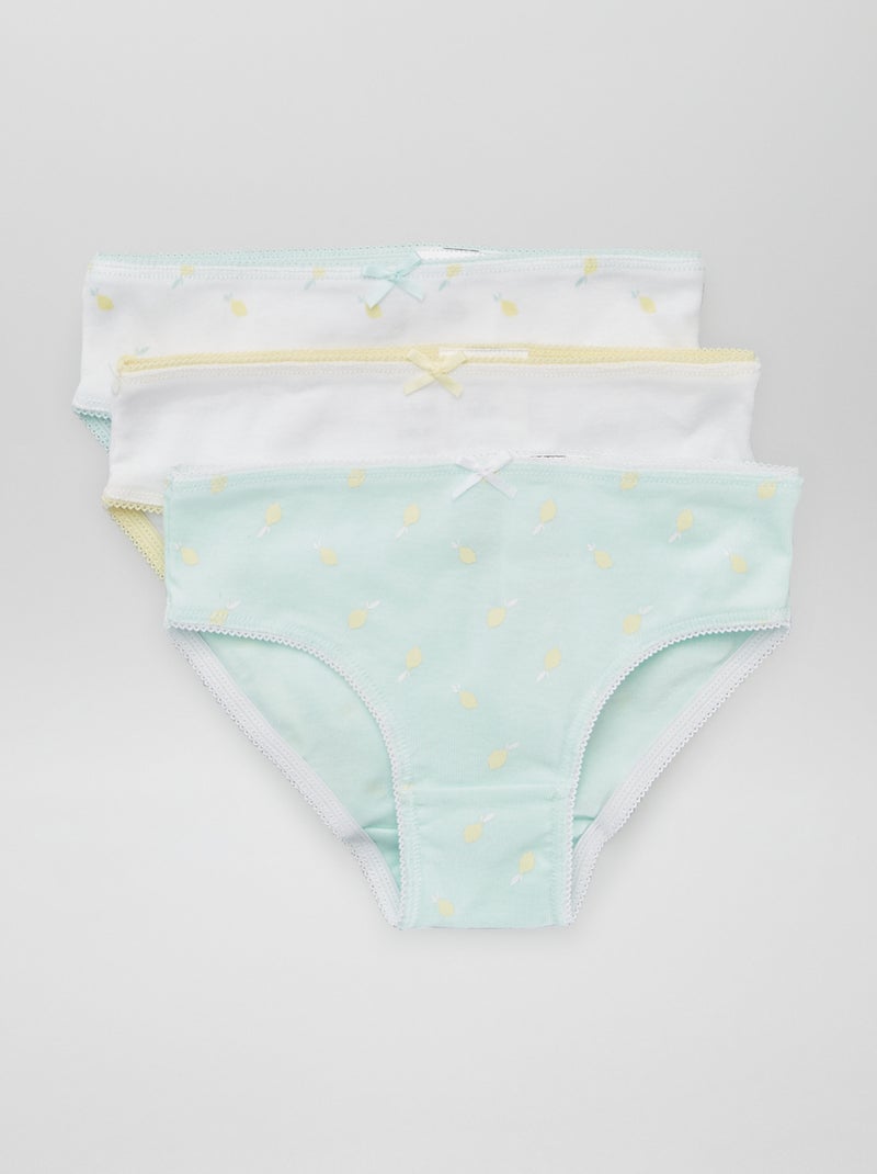 Lot de 3 culottes avec imprimé Blanc/vert/jaune - Kiabi