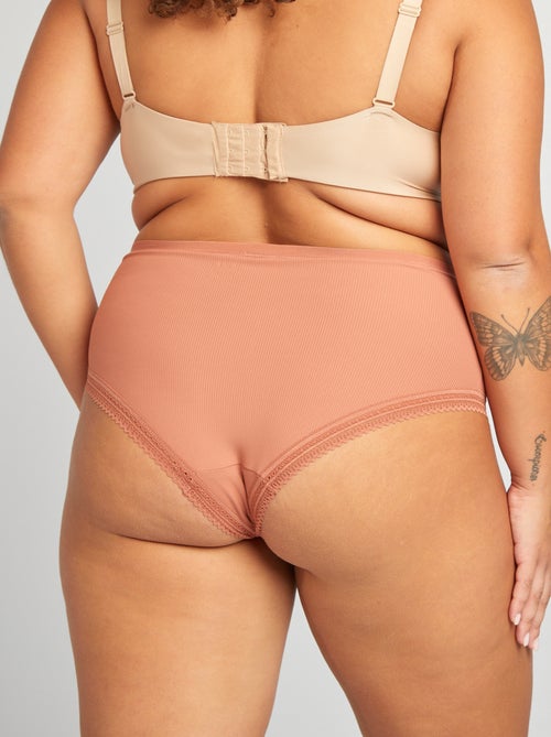 Lot de 3 culottes côtelées avec dentelle - Kiabi
