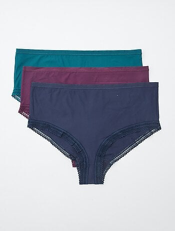 Lot de 3 culottes côtelées avec dentelle