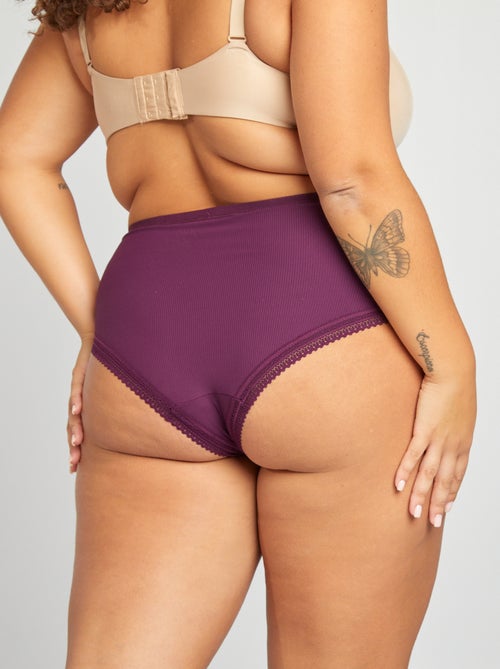 Lot de 3 culottes côtelées avec dentelle - Kiabi