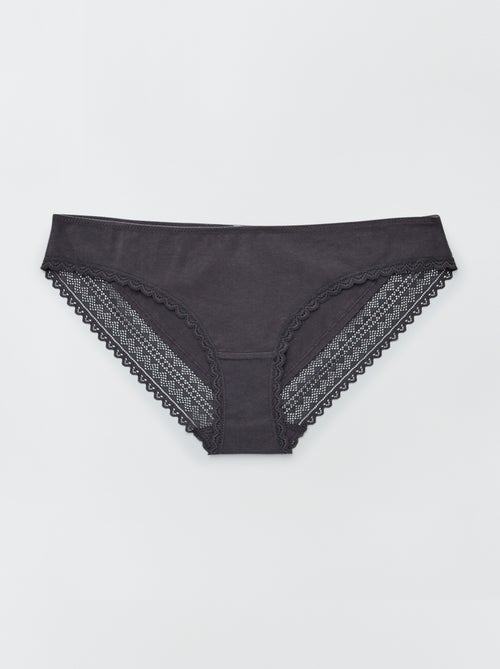 Lot de 3 culottes coton dentelle - Kiabi