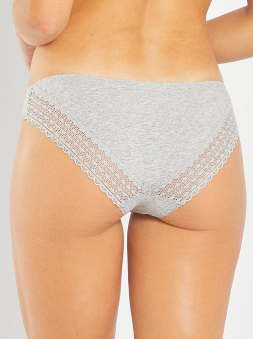Lot de 3 culottes coton dentelle - Kiabi