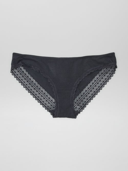 Lot de 3 culottes coton dentelle - Kiabi