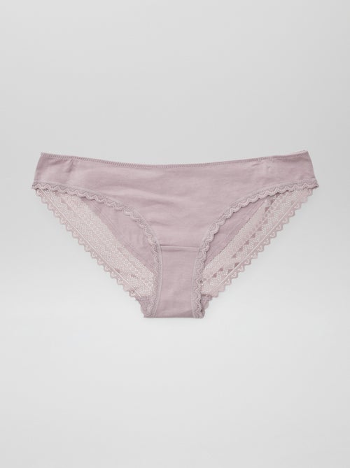 Lot de 3 culottes coton dentelle - Kiabi