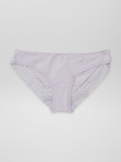 Lot de 3 culottes coton dentelle - Kiabi