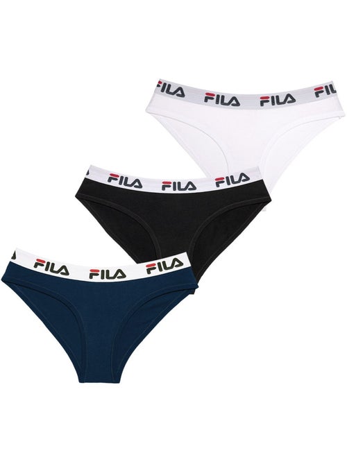 Lot de 3 culottes coton femme fila 6043 noir navy et blanc fila - Kiabi