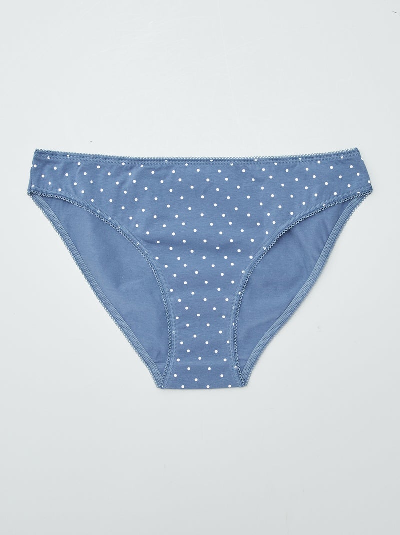 Lot de 3 culottes en coton Bleu/gris/blanc - Kiabi