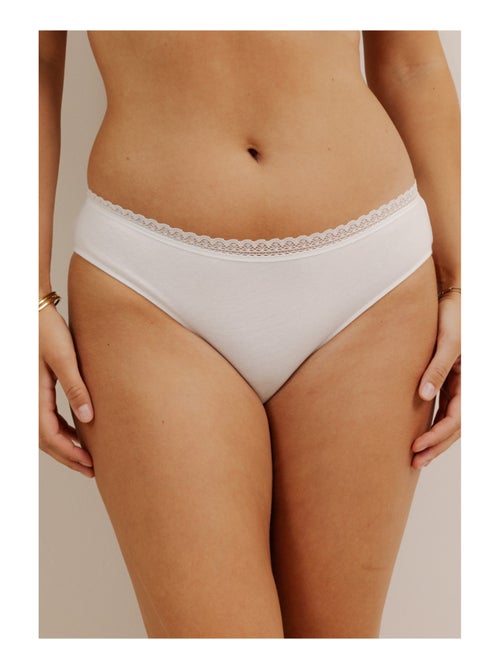 Lot de 3 culottes en coton et dentelle - Kiabi